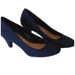 F&F Sensitive Sole  Womens Size US 8.5 Navy Blue‎ Court Shoes Faux Suede R…